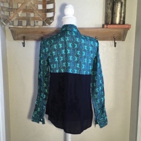 NWT J. Crew Color Block Pop Over Shirt Silk - Picture 4 of 4